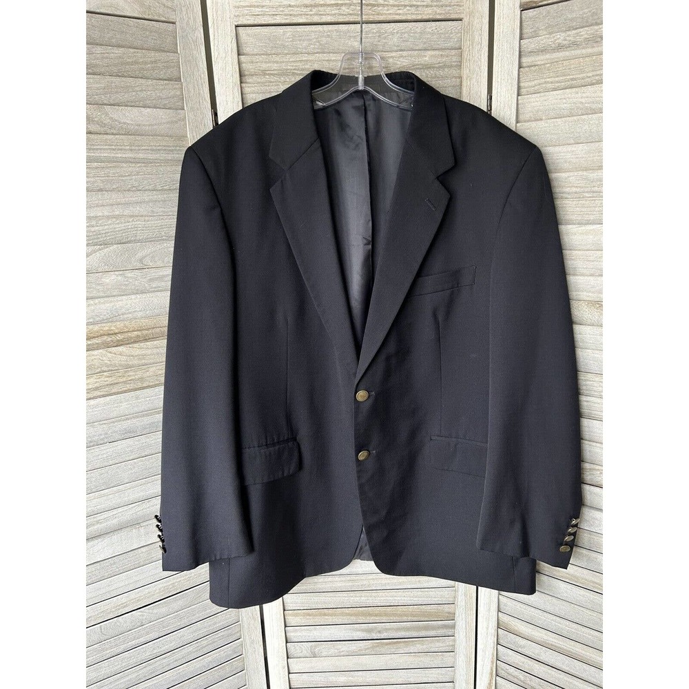 Kilburne And Fitch Blazer Men’s 44R Solid Navy Blue Wool Blend Gold Button